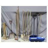 Mixed Lot of Shovels, Rakes and Axes