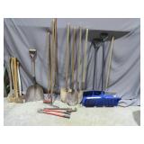 Mixed Lot of Shovels, Rakes and Axes