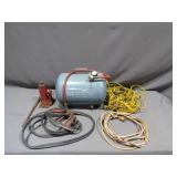 Mixed Lot of Garage Tools -  Bottle Jack, Air Tank, Jumper Cables and Extension Cords