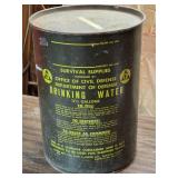 Vintage Survival Supplies by Office of Civil Defense 17 1/2 Gallon Water and Sanitary Container