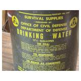 Vintage Survival Supplies by Office of Civil Defense 17 1/2 Gallon Water and Sanitary Container