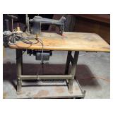Vintage Heavy Duty Sewing Machine on Table, Motorized with Accessories