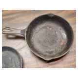 Lot of 3 Old Cast Iron Frying Pans - One Has an 8 Y Stamped on it