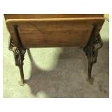 School Bench with Back Desk and Cast Decorative Cast Iron Framework