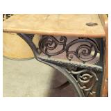 School Bench with Back Desk and Cast Decorative Cast Iron Framework