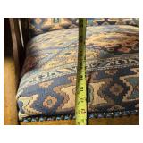 Antique Oak Platform Rocking Chair with Upholstered Seat and Decorative Pattern