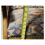 Antique Oak Platform Rocking Chair with Upholstered Seat and Decorative Pattern