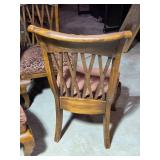 Beautiful Set of Six Vintage Carved Wood Dining Chairs with Upholstered Seats