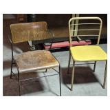 Vintage Pair of Industrial School Chairs – Wood and Metal Construction