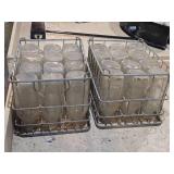 2 Vintage Milk Crates and Milk Bottles
