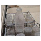 2 Vintage Milk Crates and Milk Bottles