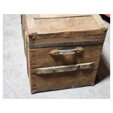 Vintage Steamer Trunk with Floral Interior Lining and Metal Hardware