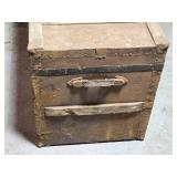 Vintage Steamer Trunk with Floral Interior Lining and Metal Hardware