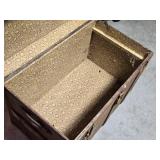 Vintage Steamer Trunk with Floral Interior Lining and Metal Hardware