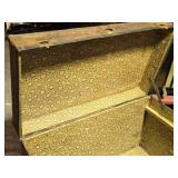 Vintage Steamer Trunk with Floral Interior Lining and Metal Hardware