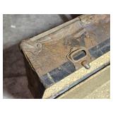 Vintage Steamer Trunk with Floral Interior Lining and Metal Hardware