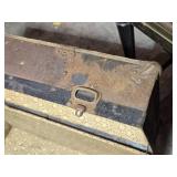 Vintage Steamer Trunk with Floral Interior Lining and Metal Hardware