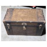 Antique Steamer Trunk with Decorative Interior