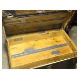 Antique Steamer Trunk with Decorative Interior