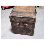 Antique Steamer Trunk with Decorative Interior
