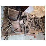 Large Lot of Leather Horse Straps, Harnesses, Bits Etc