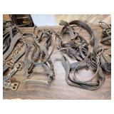 Large Lot of Leather Horse Straps, Harnesses, Bits Etc