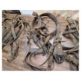 Large Lot of Leather Horse Straps, Harnesses, Bits Etc