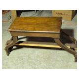 Vintage Wooden Piano Stool/Bench with Cross-Brace Legs