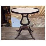 Elegant Antique Harp Style Pedestal Table with Distinctive Scroll Legs