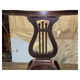 Elegant Antique Harp Style Pedestal Table with Distinctive Scroll Legs