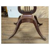 Elegant Antique Harp Style Pedestal Table with Distinctive Scroll Legs