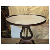 Elegant Antique Harp Style Pedestal Table with Distinctive Scroll Legs
