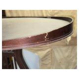 Elegant Antique Harp Style Pedestal Table with Distinctive Scroll Legs