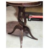 Elegant Antique Harp Style Pedestal Table with Distinctive Scroll Legs