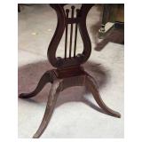 Elegant Antique Harp Style Pedestal Table with Distinctive Scroll Legs