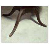 Elegant Antique Harp Style Pedestal Table with Distinctive Scroll Legs