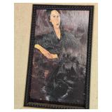 Framed Art Print of Modigliani-Inspired Portrait with Ornate Black Frame