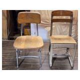 Lot of 2 Vintage Metal Framed School Chairs