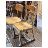 Lot of 2 Vintage Metal Framed School Chairs