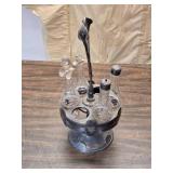 Victorian Silverplate Cruet Set with Etched Glass Bottles