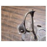Victorian Silverplate Cruet Set with Etched Glass Bottles