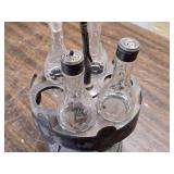 Victorian Silverplate Cruet Set with Etched Glass Bottles