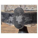 Victorian Silverplate Cruet Set with Etched Glass Bottles