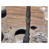 Victorian Silverplate Cruet Set with Etched Glass Bottles