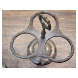 Ornate Victorian Silverplate Triple Bowl Holder with Floral Design