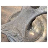 Ornate Victorian Silverplate Triple Bowl Holder with Floral Design