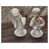 Pair of 1971 J. Kendrick Sculpted Figures – Musician and Listener