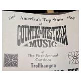 1968 Trollhaugen, WI Country Western Music Fest Poster - Slim Whitman and More
