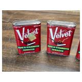 6 Empty Vintage Velvet Tobacco Cans