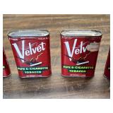 6 Empty Vintage Velvet Tobacco Cans